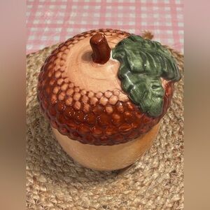 Vintage Teleflora Hand-Painted Ceramic Acorn Lidded Canister
